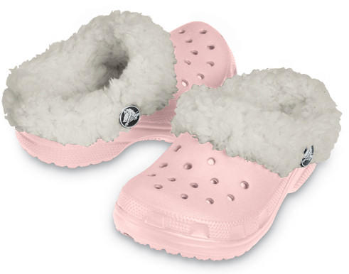 light pink fur crocs
