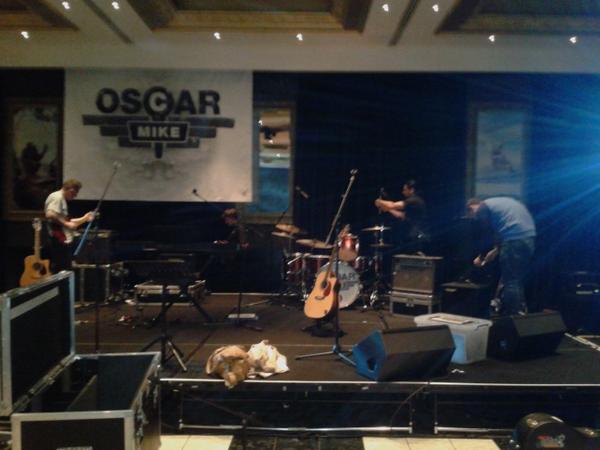 Oscar Mike, Setting up for tonights Auckland gig.