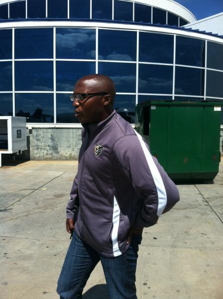 Coach Hancock doesn't like getting his picture taken. Got him!!