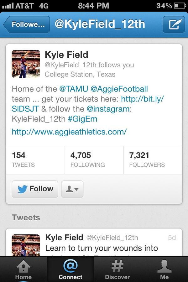 annabethwest's tweet image. Oh my gosh Kyle Field follows me. Am I an ultimate betrayer or just devout Texan? #GigEm #GoGators #loyaltyissues