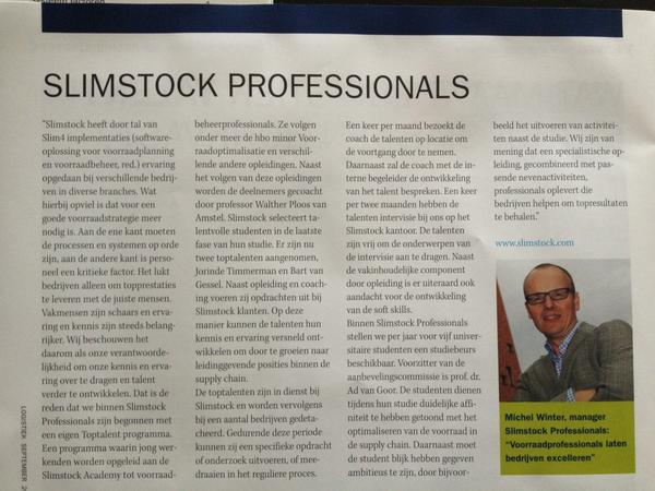 JanKraaijeveld's tweet photo. De Carrière Special 2012 van @Logistiek_nl is uit! Met oa een artikel over @SlimstockProf #top http://t.co/dJyVGO8q