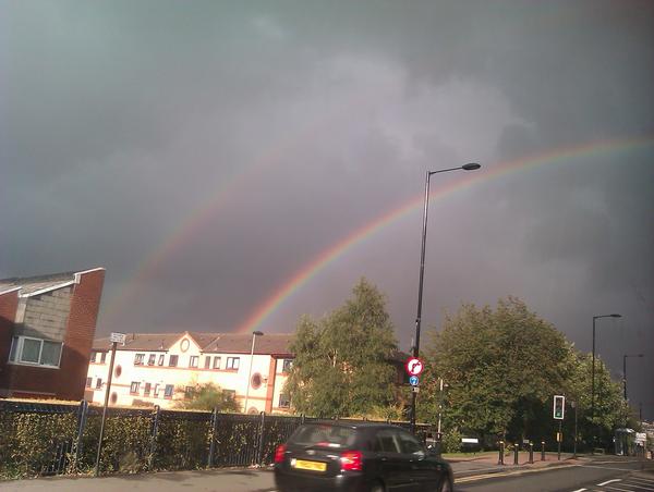 Wild DOUBLE RAINBOW appeared; Adam used: 'Cry with tears of joy' :'D (A.C.) x #sheffield #kickers