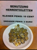 stoodthere's tweet image. At German Autobahn toilets you have to pay a tip. One smart cleaner knows how to cash in on male travellers!