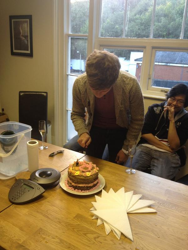 Marketing placement student Rhyan's last day. We made him a sparkly cake. <a href="/rhyanthwaites/">Rhyan Thwaites</a>