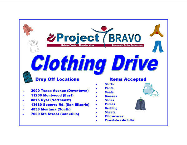 The Project BRAVO Clothing Drive is underway. Please donate!