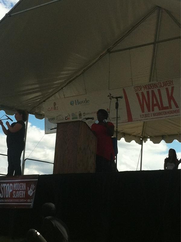 DCSMS's tweet image. Evelyn was trafficked from Cameroon for $10k. She was in slavery for almost 10 years! Hear her story at the #SMSWalk!