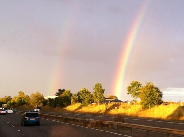 Simonkitchen's tweet image. just found a #doublerainbow not to shabby eh!