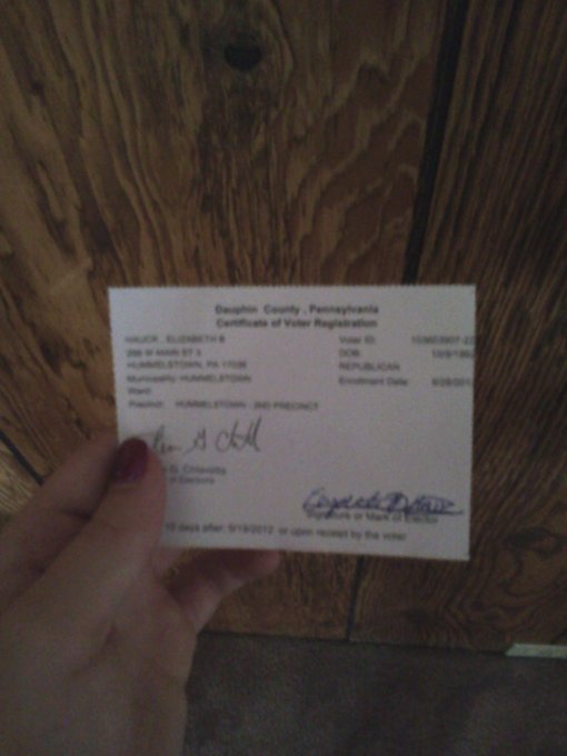 Guess im a registered voter http://t.co/M5bwKQSh<a href="/tag/nofilter"class="tags"><span>#nofilter</span></a><a href="/tag/homealone"class="tags"><span>#homealone</span></a><a href="/tag/funnyfeet"class="tags"><span>#funnyfeet</span></a>