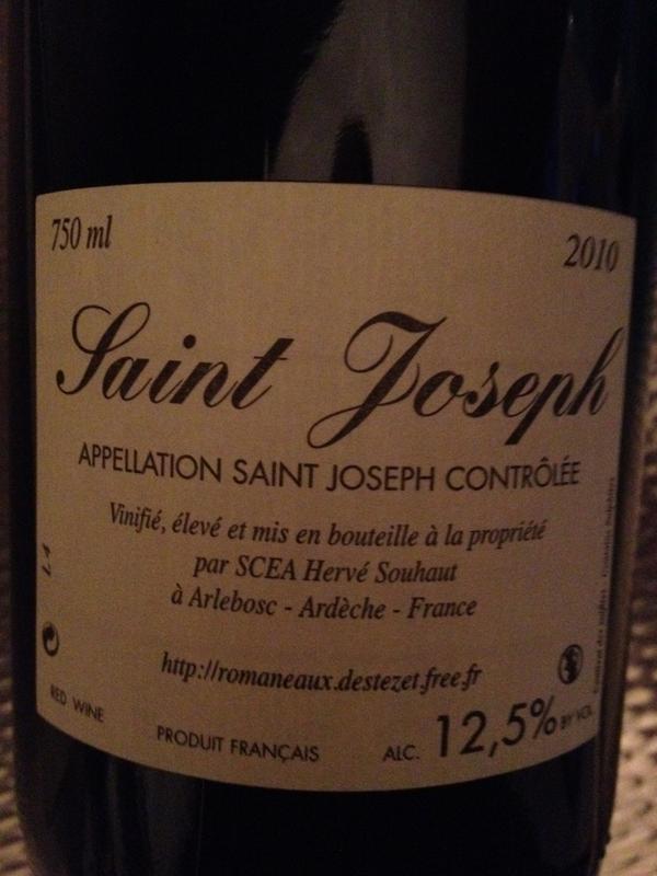 Attention, Sublime!!! hervé SOUHAUT, fraîcheur, fruits et épices...what else?
St Joseph 2010 #bio 
#vin Coup de coeur