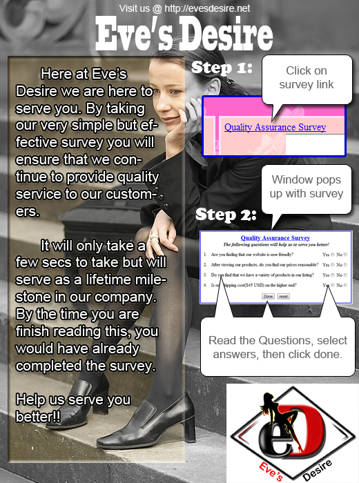 evesdesire's tweet photo. Help us serve you better, take our small survey @ http://t.co/DzkZVMV8 http://t.co/31KP4Uc0