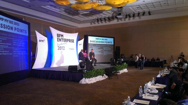 BFMradio's tweet photo. Pimp My Biz winners sharing their stories with Shankar Santhiram at #EB2012 Enterprise Breakaway.. http://t.co/bYUUZ15j