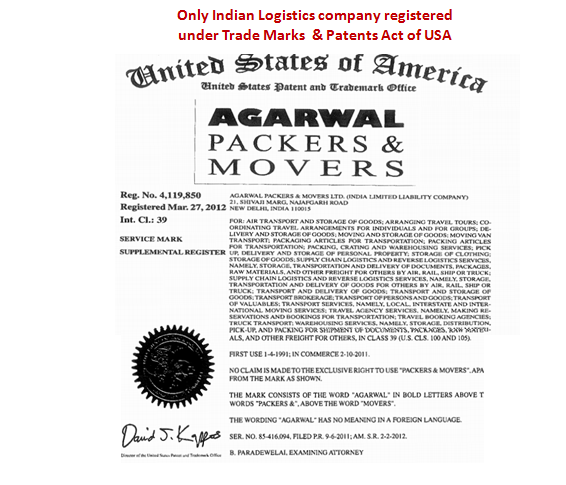 maAgarwalPack's tweet photo. Agarwal Movers Group becomes first Indian Logistics Company to be registered under TRADE MARK &amp; PATENTS ACT OF USA. http://t.co/c4KYQNC7