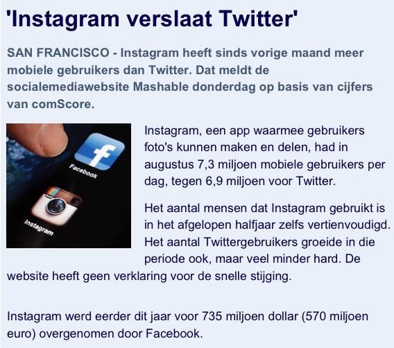 #instagram heeft nu meer gebruikers dan twitter Gebruikers in het laatste half jaar vertienvoudigd! #fotosdelen