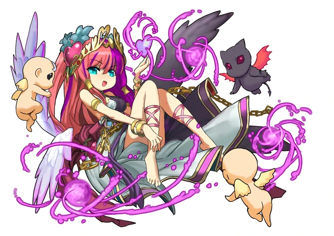 " 久しぶりの新キャラ情報です!コチラも次回アップデートで登場予定の「ヴィーナスちゃん究極進化(闇)」!!#パズドラ "エロス。