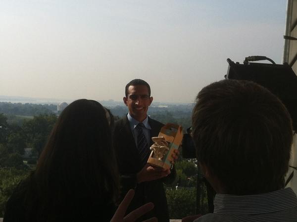 BacktotheRoots's tweet photo. Co-founder Nikhil, being interviewed for #Empact100 at the @whitehouse! http://t.co/GXyxhMT7