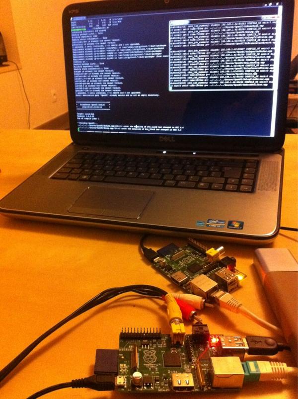 JeremyNicola's tweet image. My &quot;cluster&quot; of #RaspberryPIs building ROS together via #distcc distributed compiler