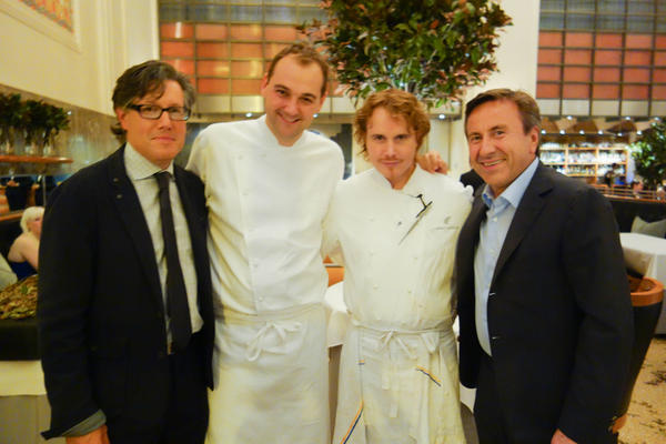 DanielBoulud's tweet photo. great night .,and witty meal with @Gachatz @NickKokonas and Daniel #Humm at @Alinea at Eleven Madison Park http://t.co/XOqnKMOt