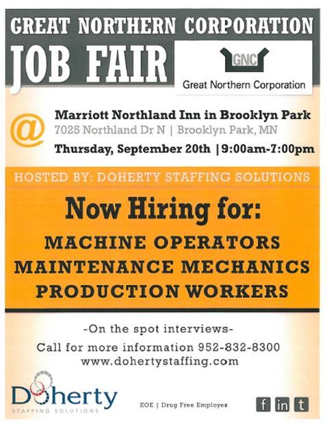 DohertyJobs's tweet image. Doherty Staffing &amp;amp; Great Northern Corp. are partnering for direct hire opportunities in Brooklyn Park! #timeforanewjob