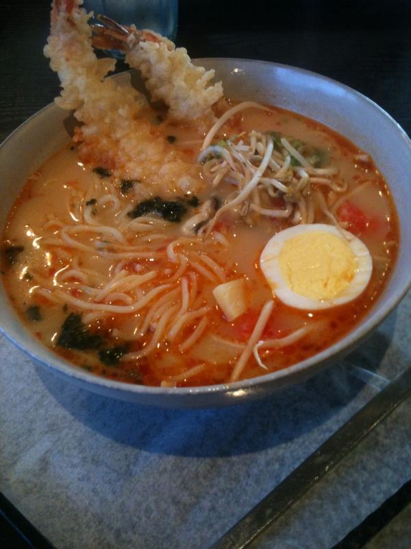 417food's tweet photo. Spicy shrimp ramen bowl @ Bibiya. Great, fresh Korean food for 417rs. http://t.co/mNaoivwy