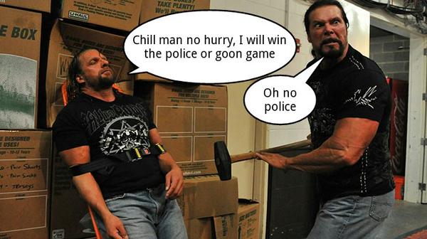 wwecomedy's tweet photo. #tripleh #hhh #kevinnash police or goon game http://t.co/POXhG8i4