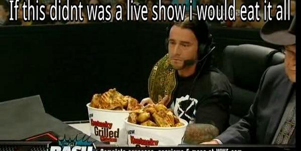 wwecomedy's tweet photo. @cmpunk If this didnt was a live show i would eat it all http://t.co/NgtxMuWF