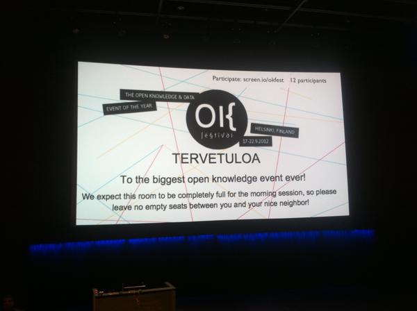The plenary welcome is about to start at #okfest
