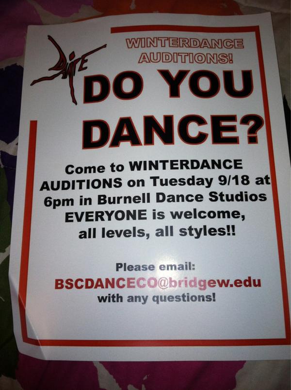 BSUDanceCompany's tweet photo. Winterdance auditions are today! http://t.co/tKsQHoda