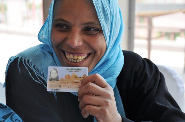 #Photo of one happy woman: This #Egyptian #woman receives her 1st National ID card #genderjustice #RoL4Peace
