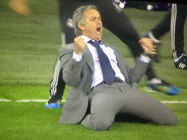 Mourinho slid about three feet onto the field celebrating Ronaldo's goal. Put those muddy suit pants in a museum