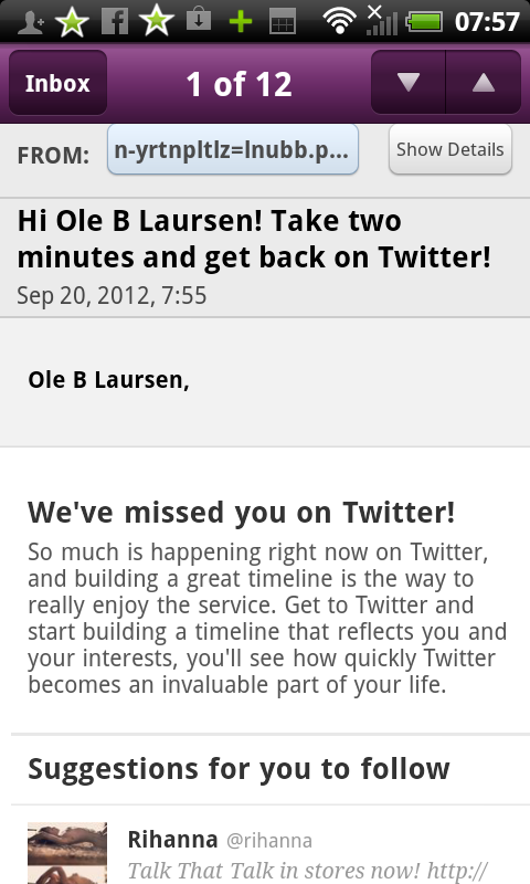 OBLaursen's tweet photo. Even twitter recognises ive been mia @rayelbe http://t.co/97GfYUV8