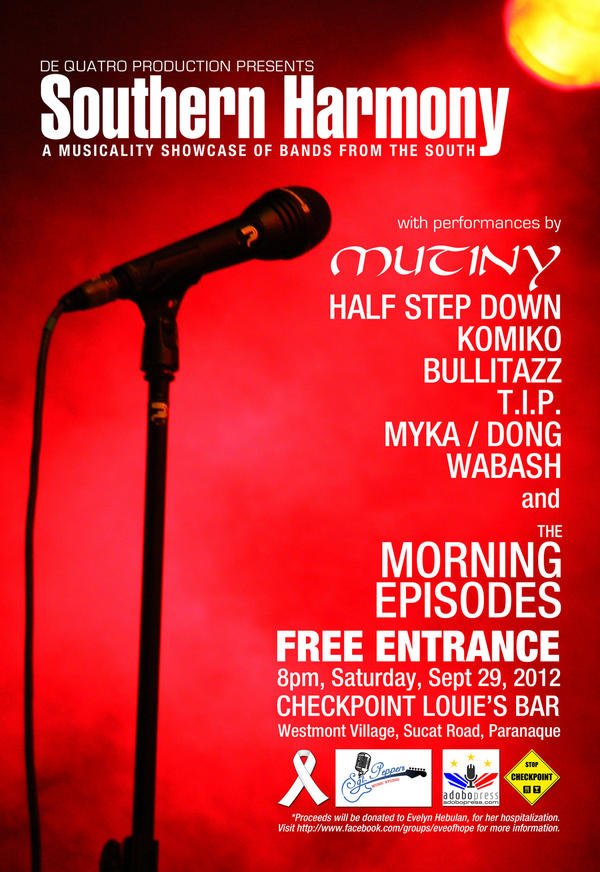 MutinyInManila's tweet photo. Southern Harmony... Checkpoint Louie's, 8PM Saturday, September 29, 2012 http://t.co/pOEmlQ0C