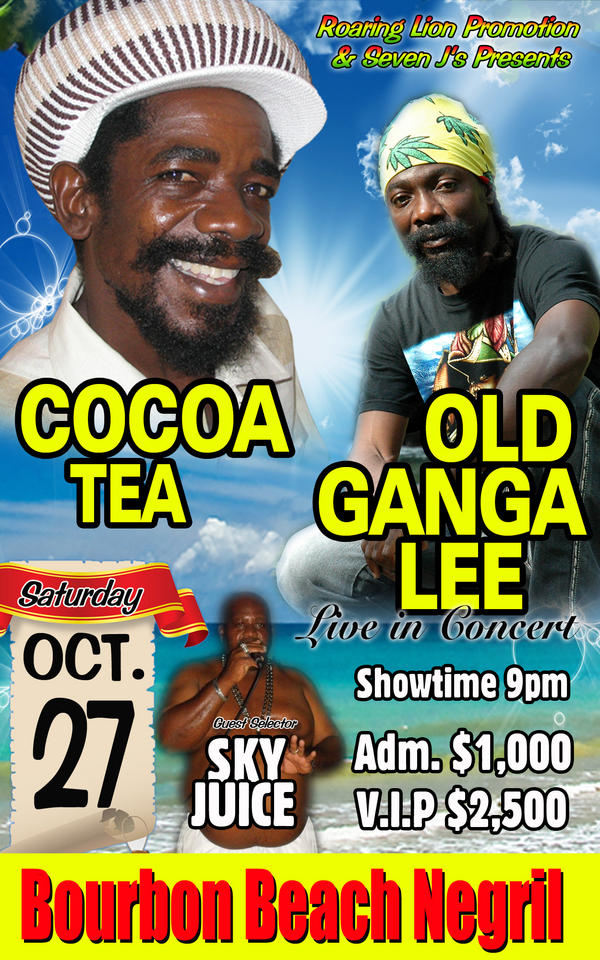 cocoatea13's tweet photo. Roaring Lion present live in concert Cocoa Tea &amp;  Louie Culture - Oct 27th in Negril @bourbonbeach http://t.co/WZrnTgh1 http://t.co/ceCb6eyD