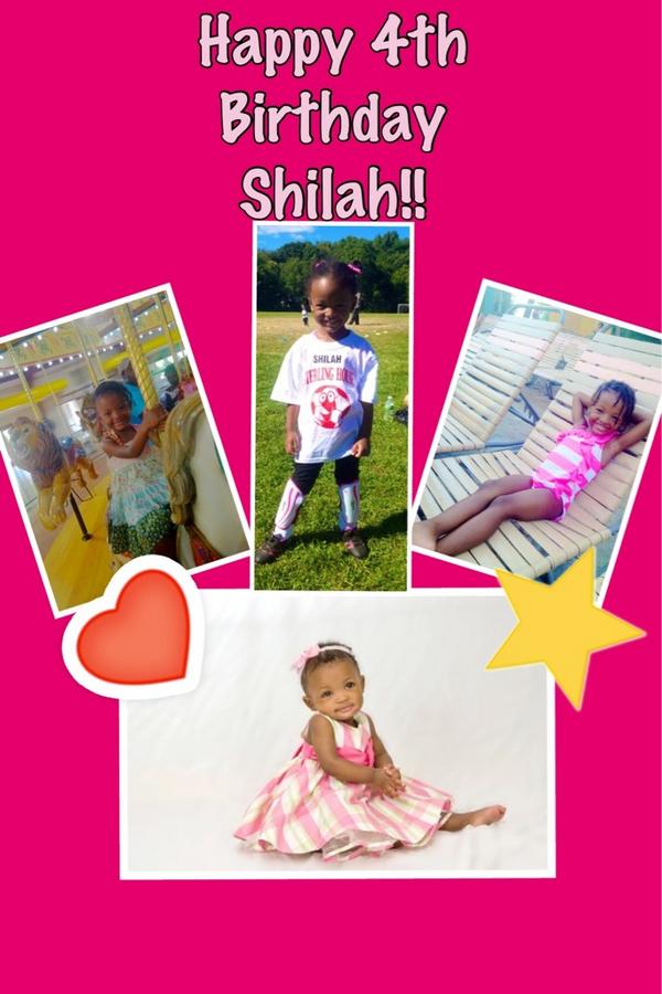 My baby is four years old today!! She's super sweet and sassy! Mommy loves you! Happy Birthday Shilah!