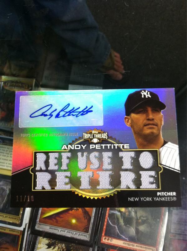 ncatcollectible's tweet image. 2012 topps triple threads Andy pettite auto relic /18 #Yankees #TripleThreadsBB @toppscards
