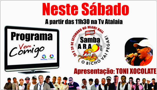 CentraldoSamba1's tweet photo. Galera é amanhã viu, não percam o programa do SAMBA ARACAJU!!!...na Tv Atalaia às 11h30. http://t.co/K6v1aH9K