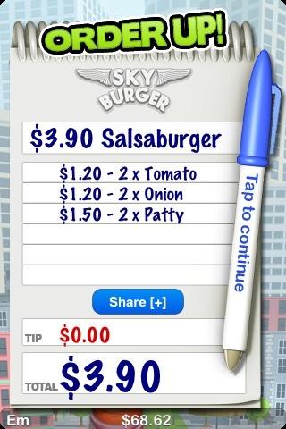 cinnamonbutton's tweet image. I just stacked a $3.90 Salsaburger in Sky Burger for iOS!