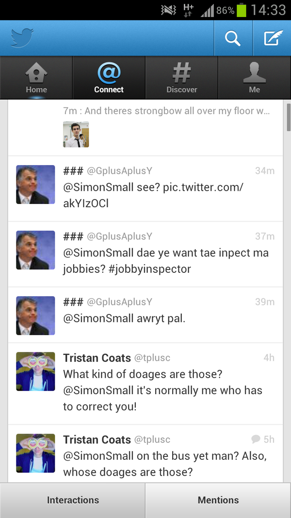 SimonSmall's tweet image. What?! Some guy just sent me the wierdest tweets #jobbie