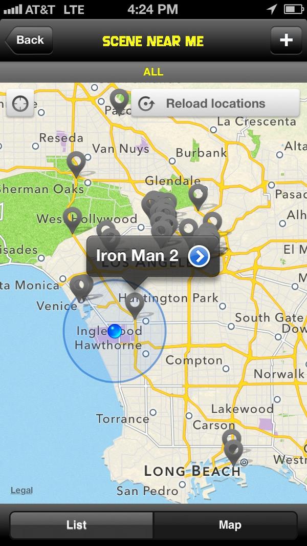 SceneNearMe's tweet photo. #Sneakpeek soon to be released #SceneNearMe #iphone app. Works in LA! http://t.co/GOB6UWRw