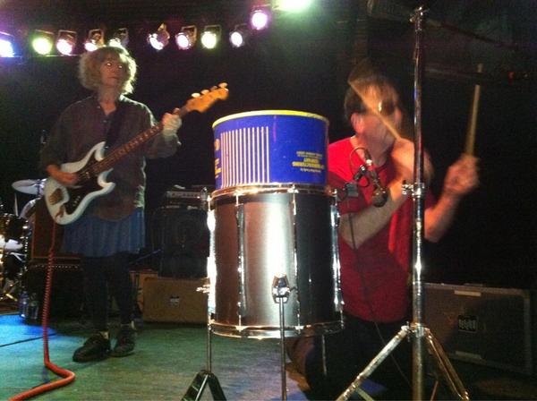 bendtefagge's tweet photo. My favorite part of The Feelies show---pipe and potato chip canister drumming. http://t.co/VgTXpq64