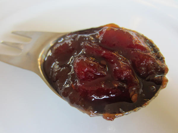 ourcookquest's tweet image. Tomato peach tomatillo sherry vinegar jam on a spork. #foodplay #canvolution