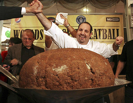 guinnesbook's tweet photo. worlds biggest meatball! #wc http://t.co/2Tzboys7