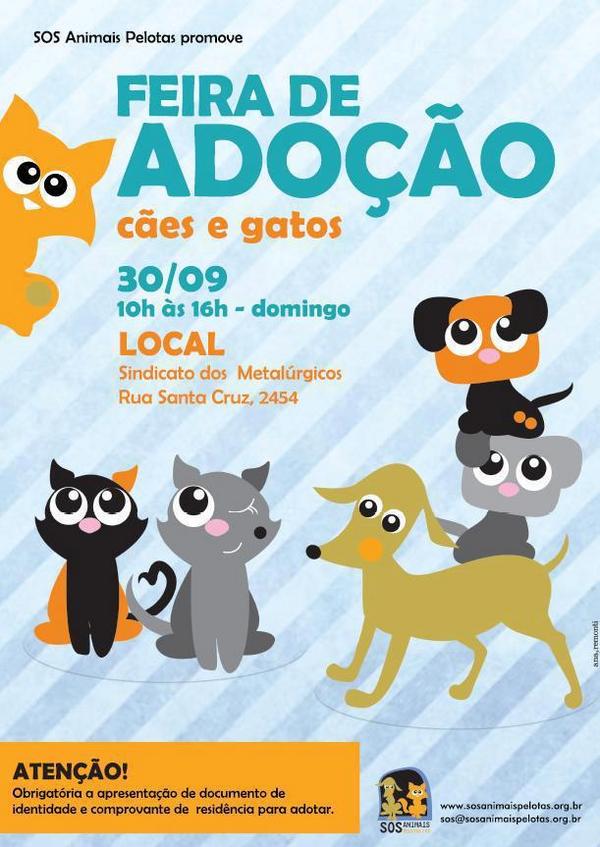 SOSAnimaisPel's tweet photo. 30/09 tem Feira de Adoção da SOS Animais!!! Prestigie. Adote um amigo! http://t.co/2JX58fRv