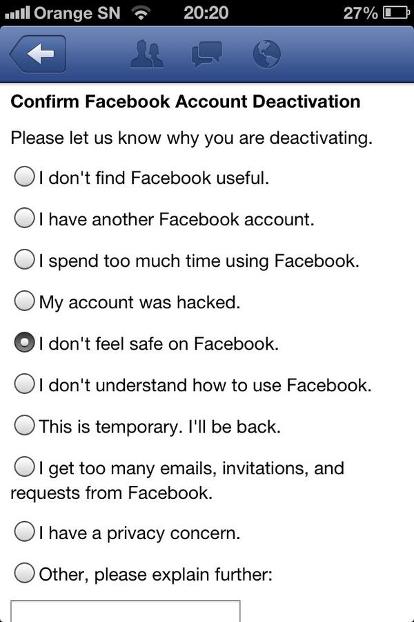 zohradk's tweet image. I just deactivated my fb account! #bugFacebook loool