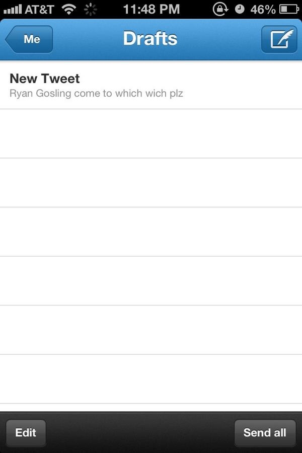 abbihearne's tweet image. That embarrassing moment when this is the only tweet in your drafts.... #GoslingChase2012 #UTexasProblems
