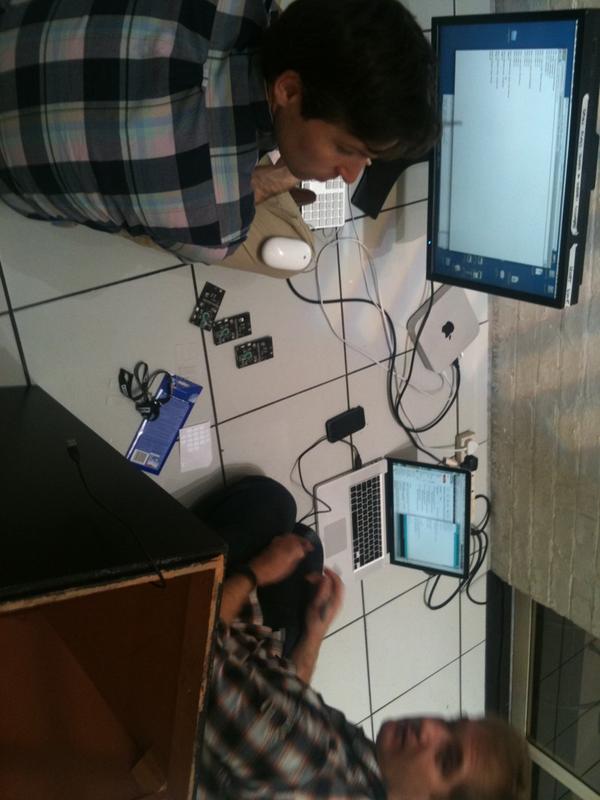 'almost there' setting up the connected badges for tonights #smw2012 event @ImaginationLabs #socialobjects