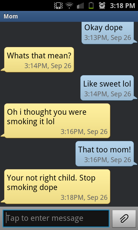 SamiWojnowski's tweet image. Lol at the conversation between me and my mom.   :) #loveher #funny #WhatsDope