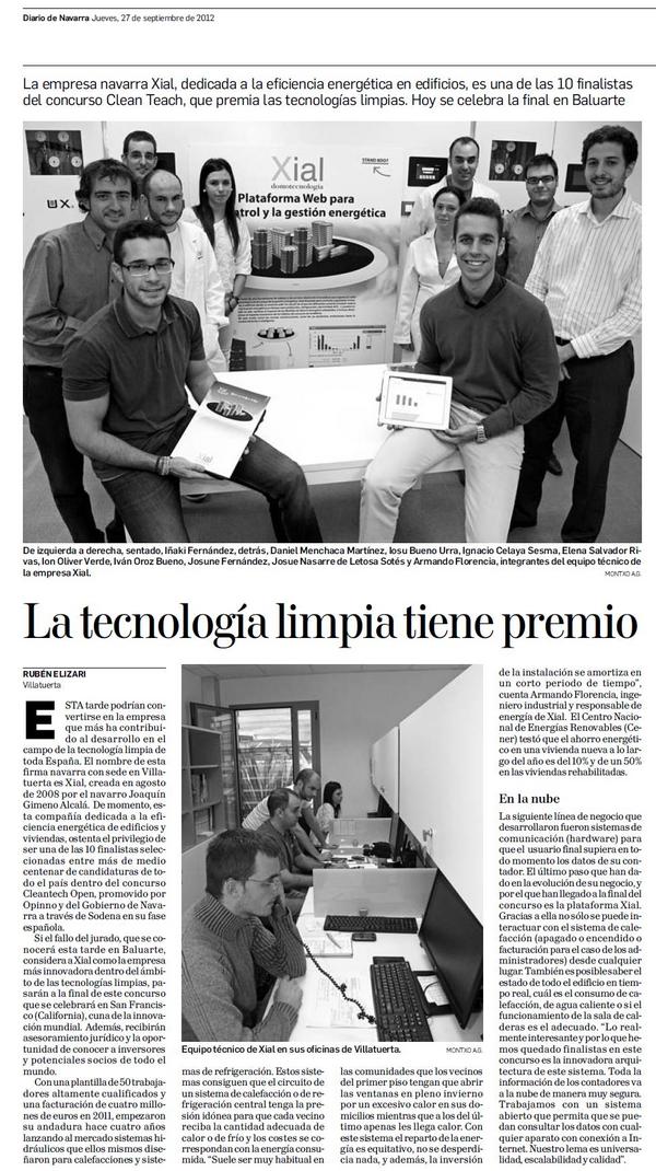 XialDomotec's tweet photo. Xial Domotecnología. "La tecnología limpia tiene premio" via @DiariodeNavarra http://t.co/tMl42iqI