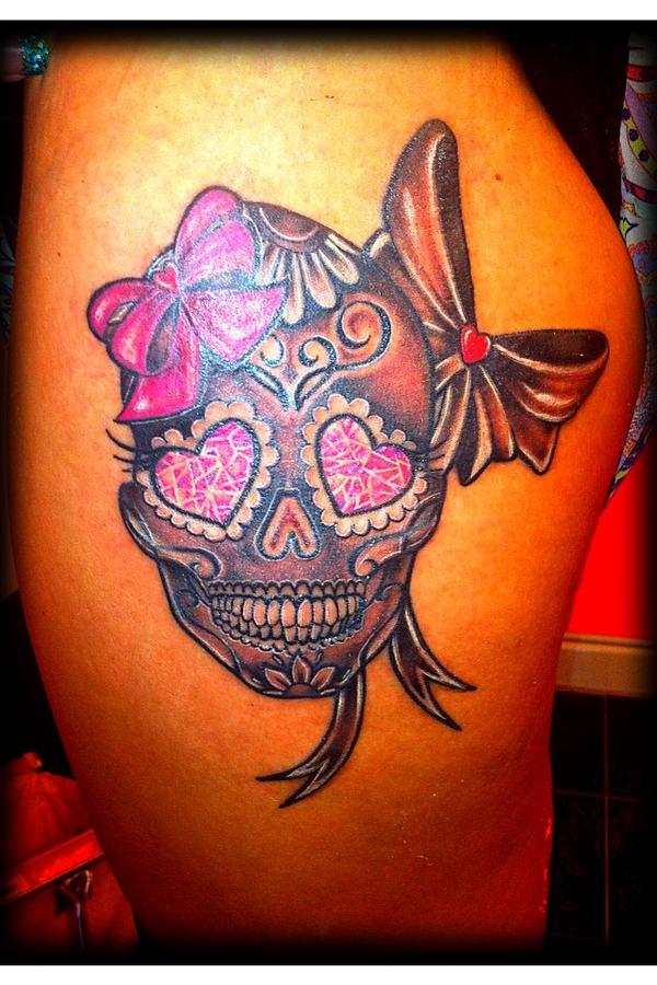 Amazing skull tattoo on full back by Zak Schulte