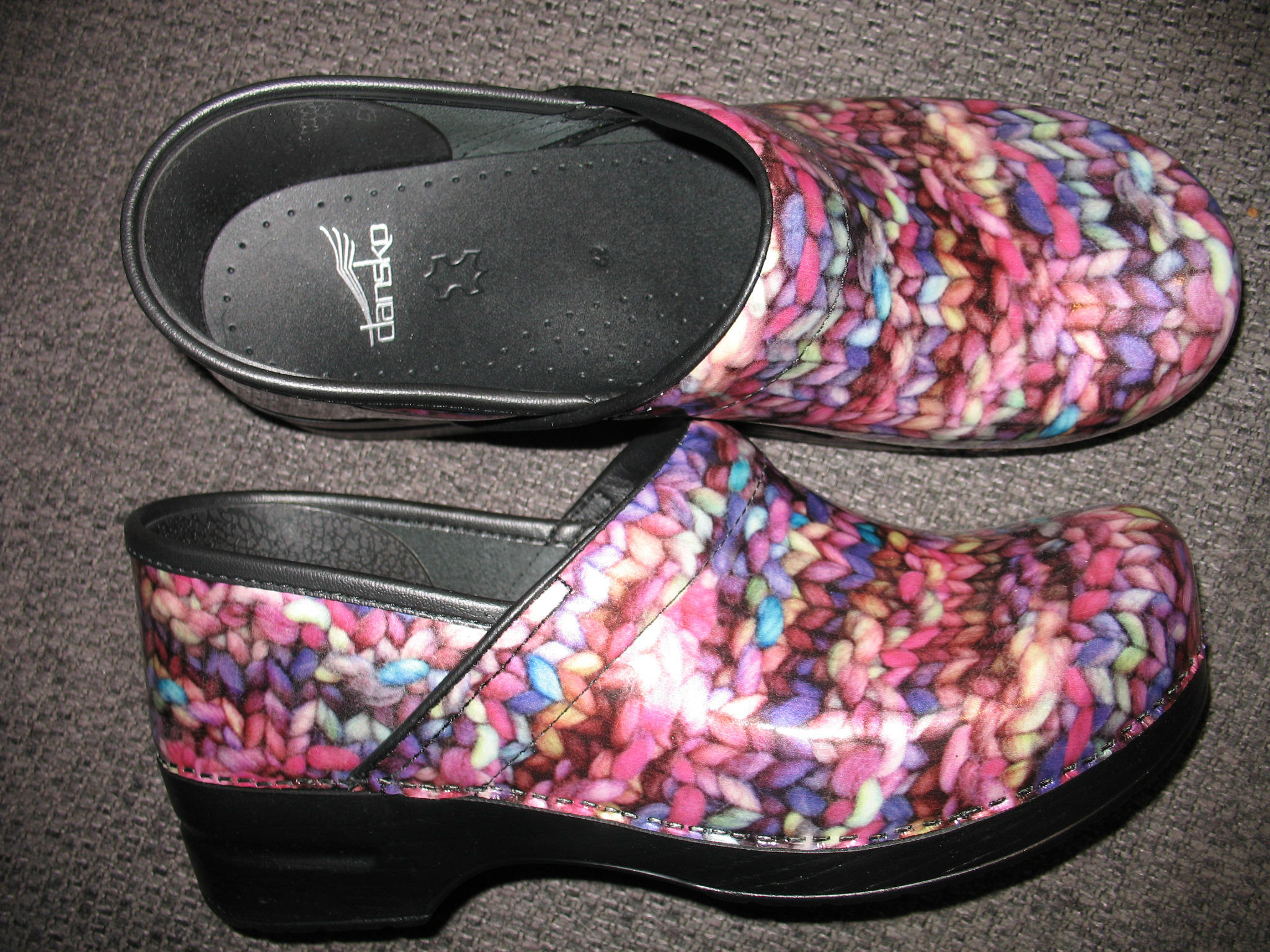 dansko funky knit clogs