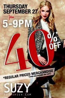 Suzy Sale tonight 5-9pm